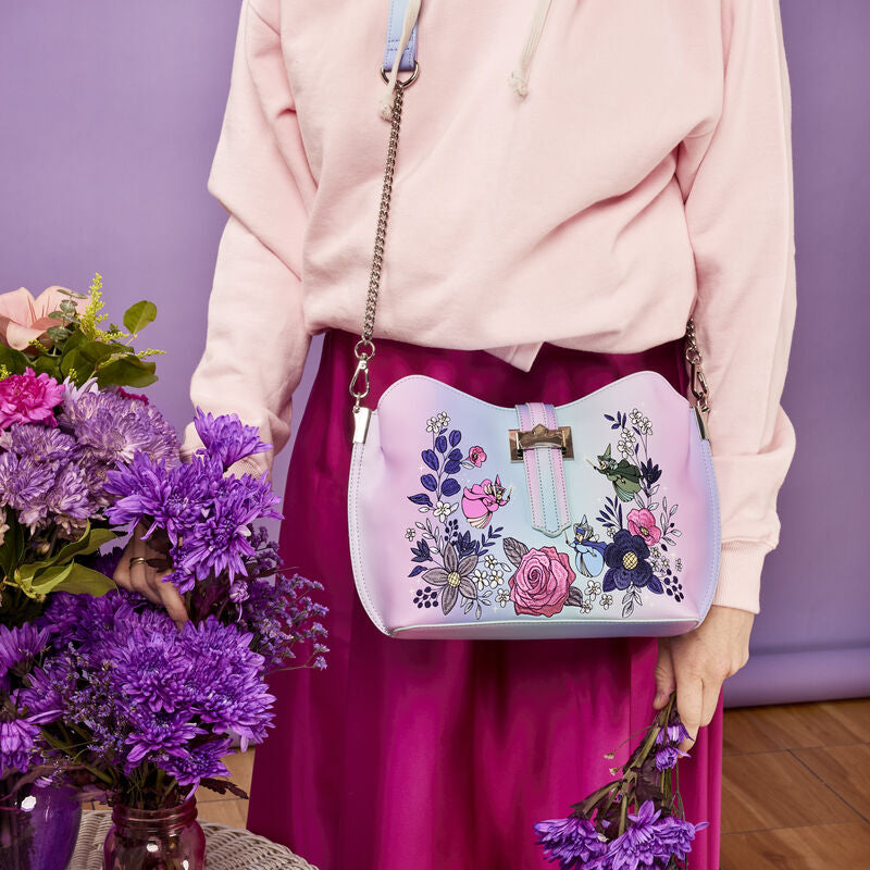 Load image into Gallery viewer, Loungefly Disney Sleeping Beauty 65th Anniversary Floral Crown Crossbody - PRE ORDER - LF Lovers
