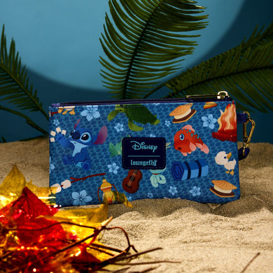Loungefly Disney Stitch Camping Cuties AOP Nylon Wristlet