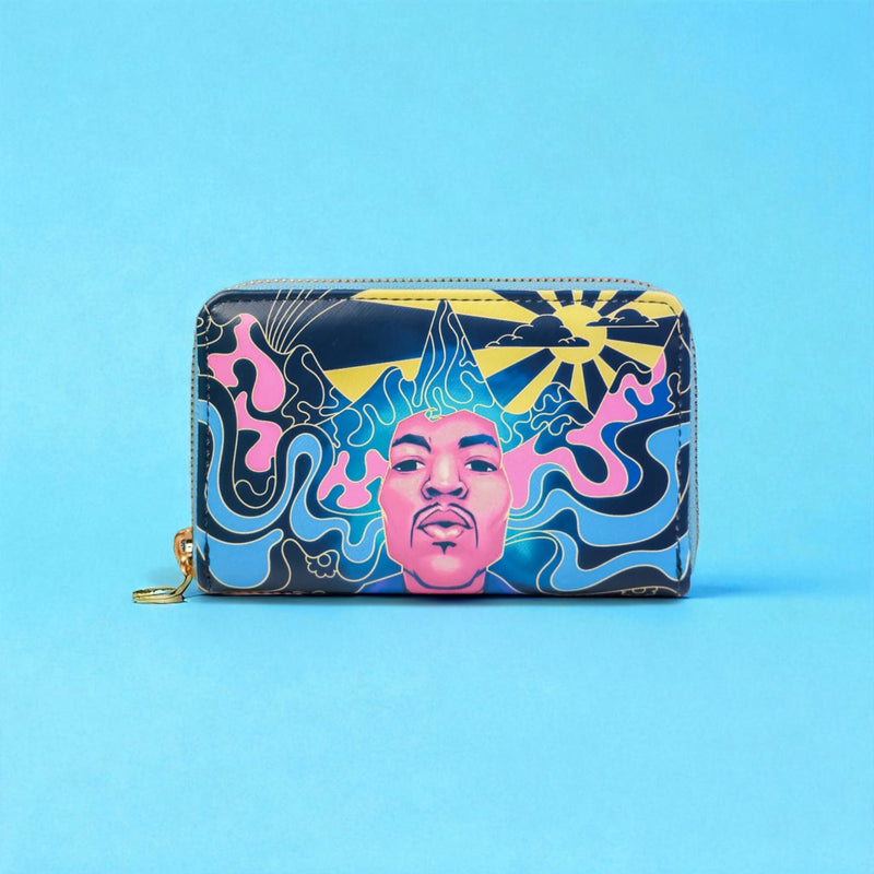 Load image into Gallery viewer, Loungefly Jimi Hendrix Psychedelic Landscape Glow-in-the-Dark Zip Around Wallet - LF Lovers
