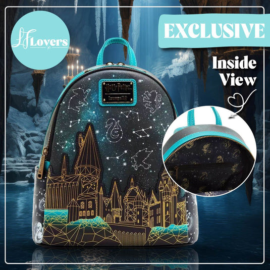 LF Lovers Exclusive - Loungefly Harry Potter Hogwarts Castle Constellations Glow-in-the-Dark Mini Backpack - LF Lovers