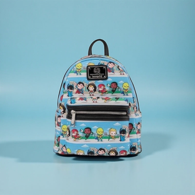 Load image into Gallery viewer, OUTLET - Loungefly DC Superheroes Chibi Lineup Mini Backpack
