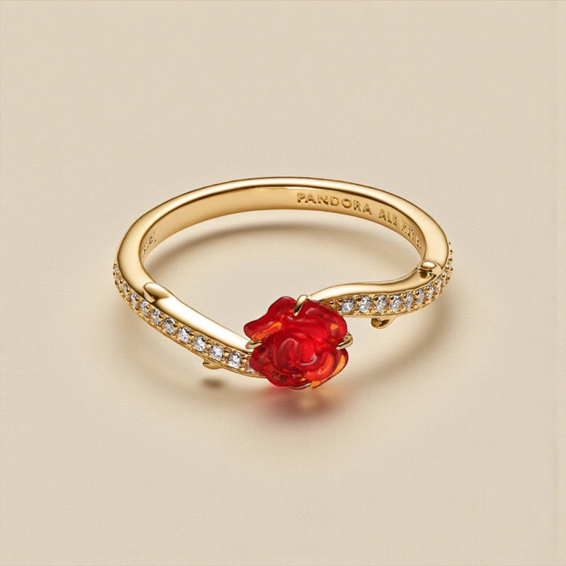 Load image into Gallery viewer, Pandora Disney Beauty and the Beast Enchanted Rose Ring - Size 54
