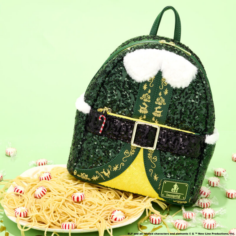 Load image into Gallery viewer, Loungefly Warner Brothers Elf Buddy Sequin Cosplay Mini Backpack - LF Lovers
