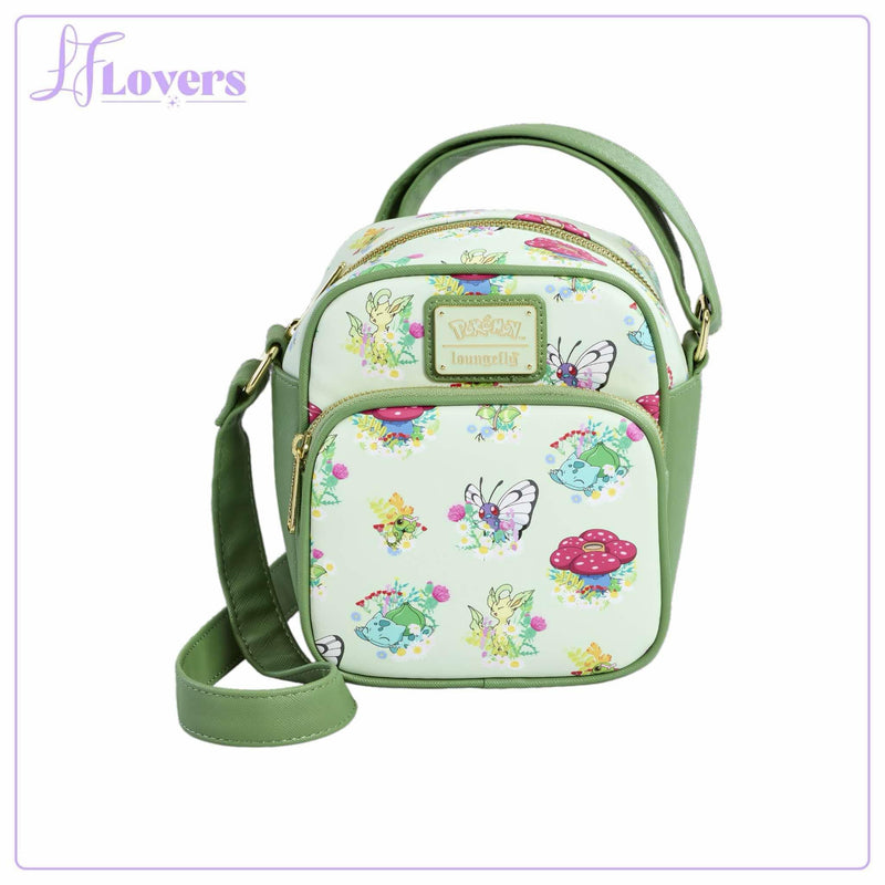 Load image into Gallery viewer, Loungefly Pokémon Grass Type Allover Print Crossbody Bag
