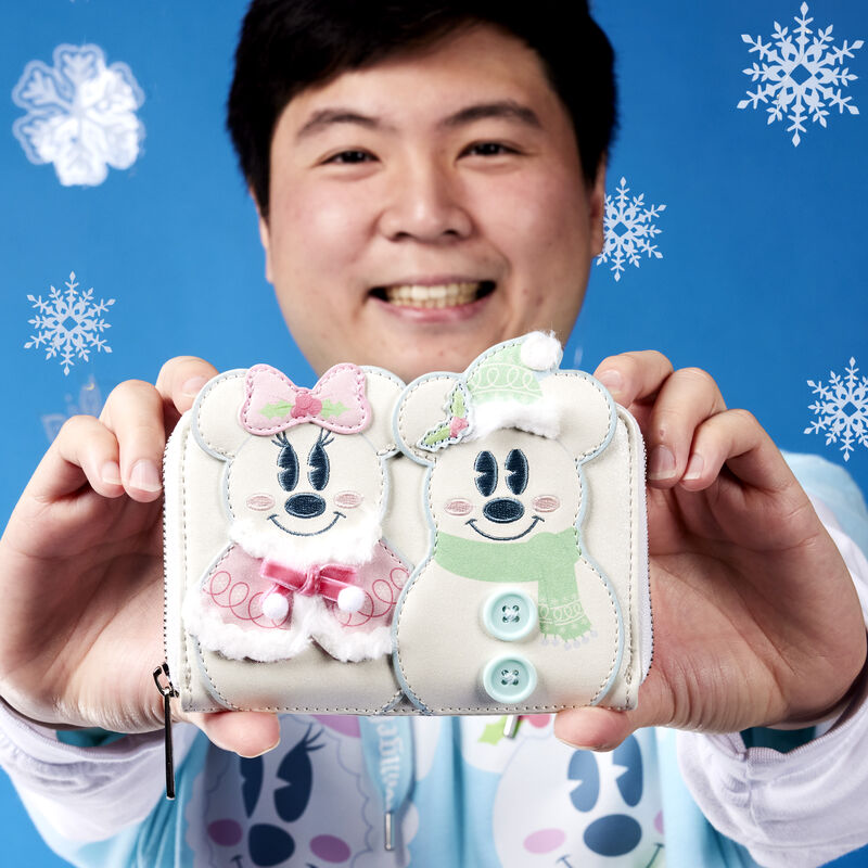 Load image into Gallery viewer, Loungefly Disney Minnie Pastel Figural Snowman Zip Around Wallet
