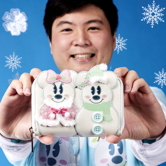 Loungefly Disney Minnie Pastel Figural Snowman Zip Around Wallet