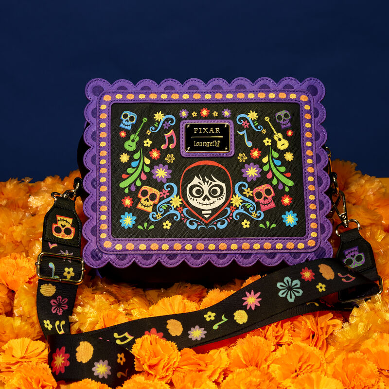 Load image into Gallery viewer, Loungefly Disney Pixar Coco Miguel Floral Skull Crossbody
