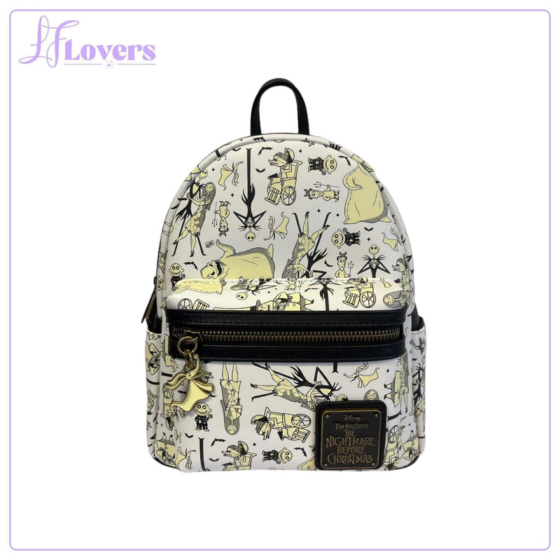 Load image into Gallery viewer, LF Lovers Exclusive - Loungefly Disney Nightmare Before Christmas Glow in the Dark All Over Print Mini Backpack
