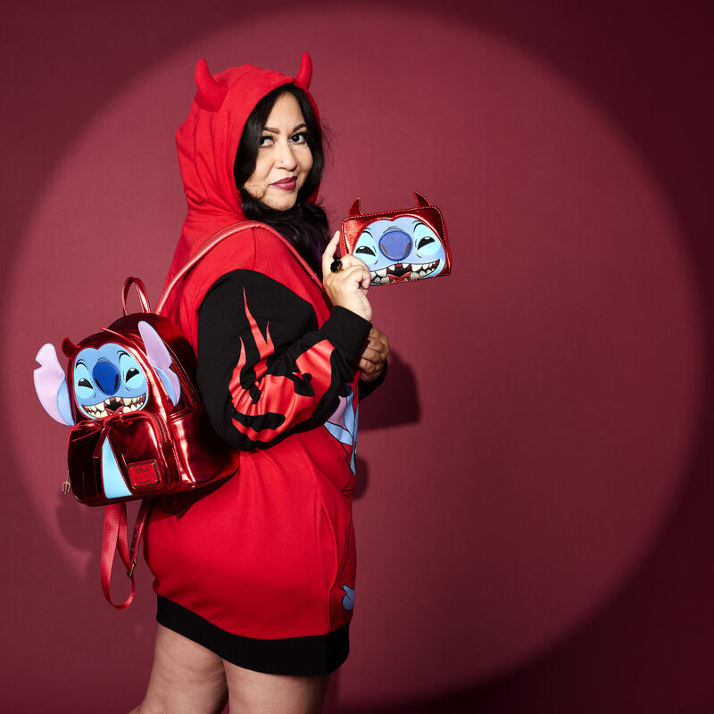 Load image into Gallery viewer, Loungefly Disney Stitch Devil Cosplay Zip Around Wallet
