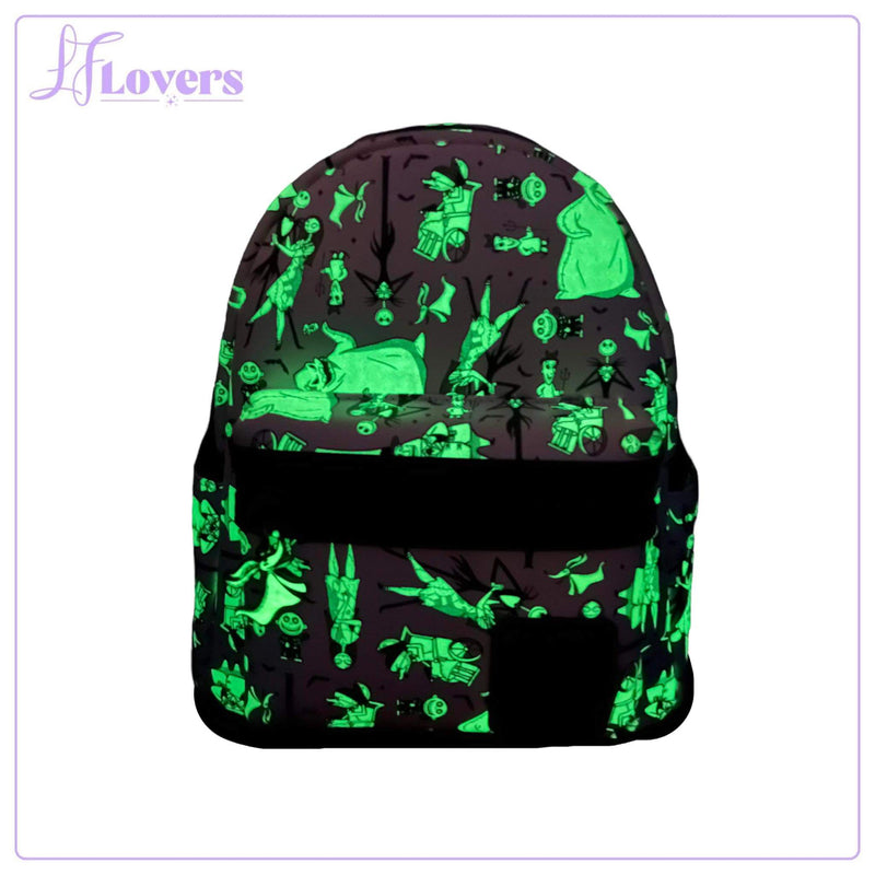 Load image into Gallery viewer, LF Lovers Exclusive - Loungefly Disney Nightmare Before Christmas Glow in the Dark All Over Print Mini Backpack
