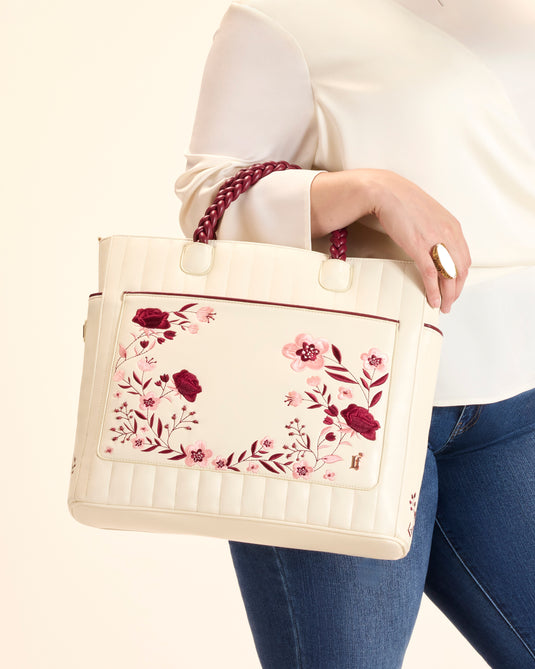 Loungefly Cream And Red Floral Tote - PRE ORDER