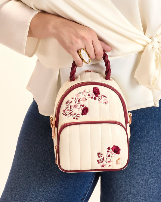 Loungefly Cream And Red Floral Sling Bag - PRE ORDER