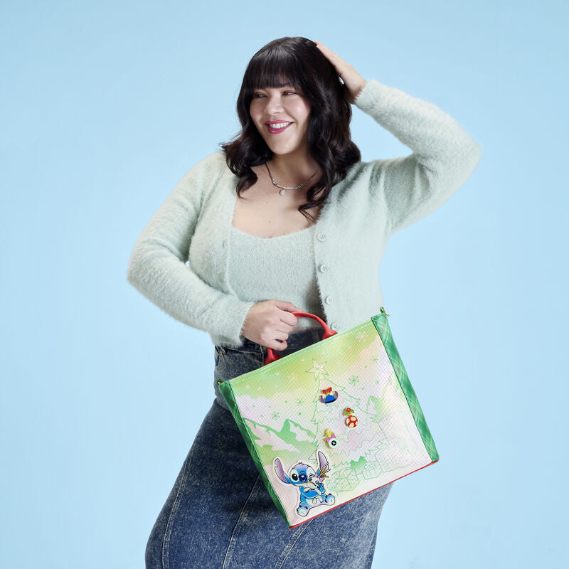Load image into Gallery viewer, Loungefly Disney Lilo And Stitch Holiday Tote Bag - PRE ORDER

