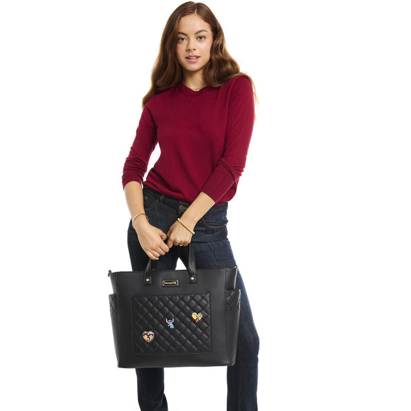 Load image into Gallery viewer, Loungefly The Mo Black Pin Trader Convertible Tote Bag
