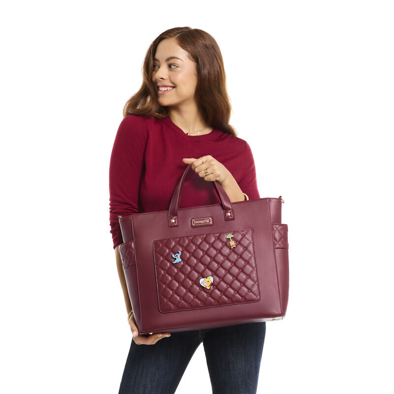 Load image into Gallery viewer, Loungefly The Mo Red Pin Trader Convertible Tote Bag
