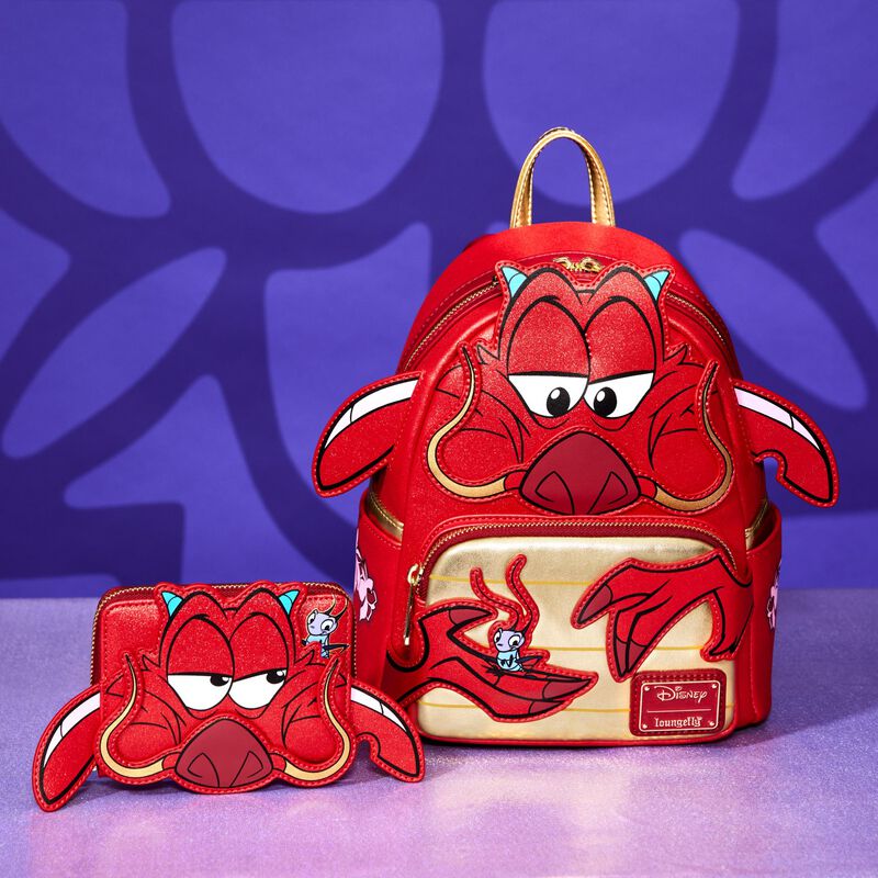 Load image into Gallery viewer, Loungefly Disney Mulan 25th Anniversary Mushu Glitter Zip Around Wallet
