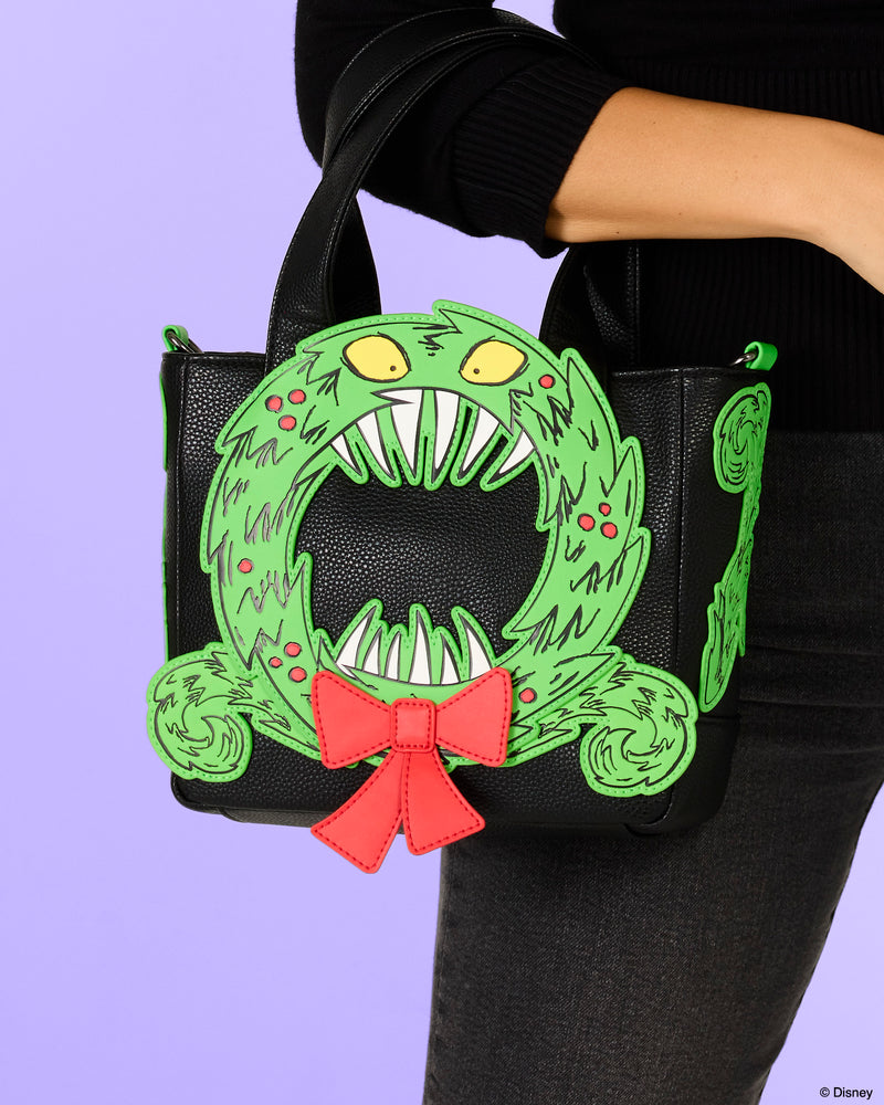 Load image into Gallery viewer, Loungefly Disney NIghtmare Before Christmas Man-Eating Wreath Mini Tote Crossbody Bag - LF Lovers
