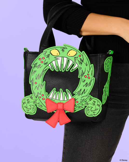 Loungefly Disney NIghtmare Before Christmas Man-Eating Wreath Mini Tote Crossbody Bag - LF Lovers
