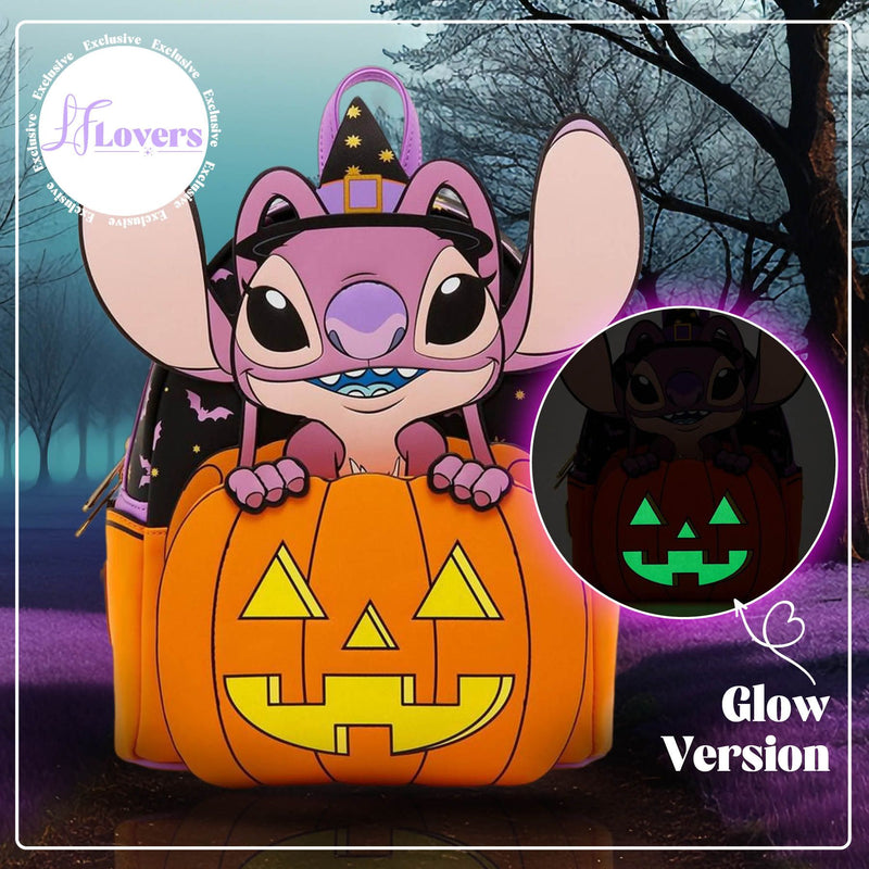 Load image into Gallery viewer, LFLovers Exclusive - Loungefly Disney Lilo &amp; Stitch: The Series Glow-In-The-Dark Angel Jack-o-Lantern Mini Backpack
