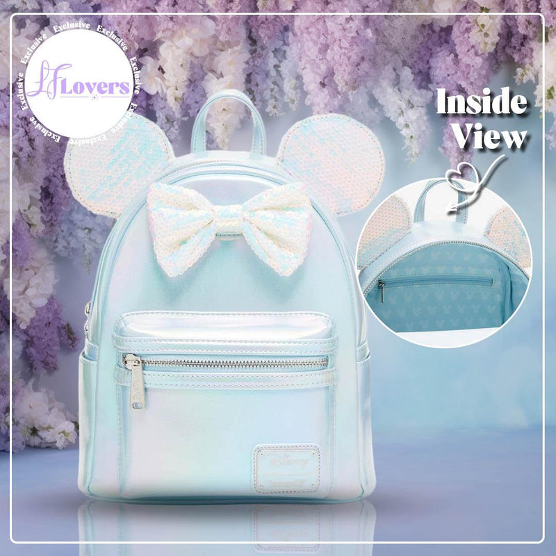 Load image into Gallery viewer, LF Lovers Exclusive - Loungefly Disney Minnie Mouse Iridescent Sequin Ears Mini Backpack
