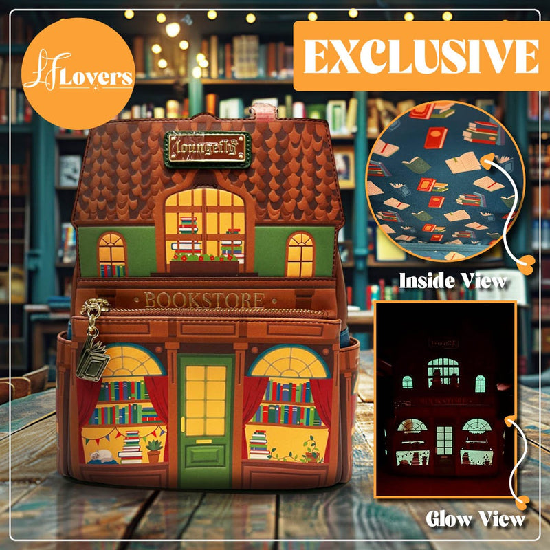 Load image into Gallery viewer, Loungefly Bookstore Glow in the Dark Mini Backpack - LF Lovers
