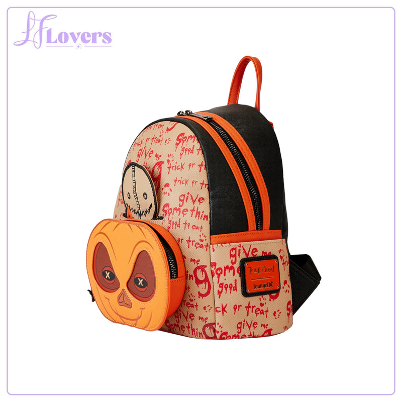 Load image into Gallery viewer, Loungefly Legendary Pictures Trick R Treat Pumpkin Sam Cosplay Mini Backpack
