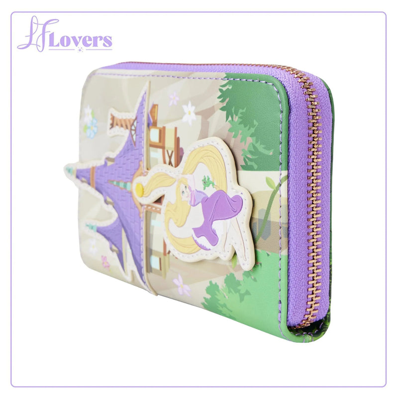 Load image into Gallery viewer, Loungefly Disney Tangled Rapunzel Swinging From Tower Zip Around Wallet
