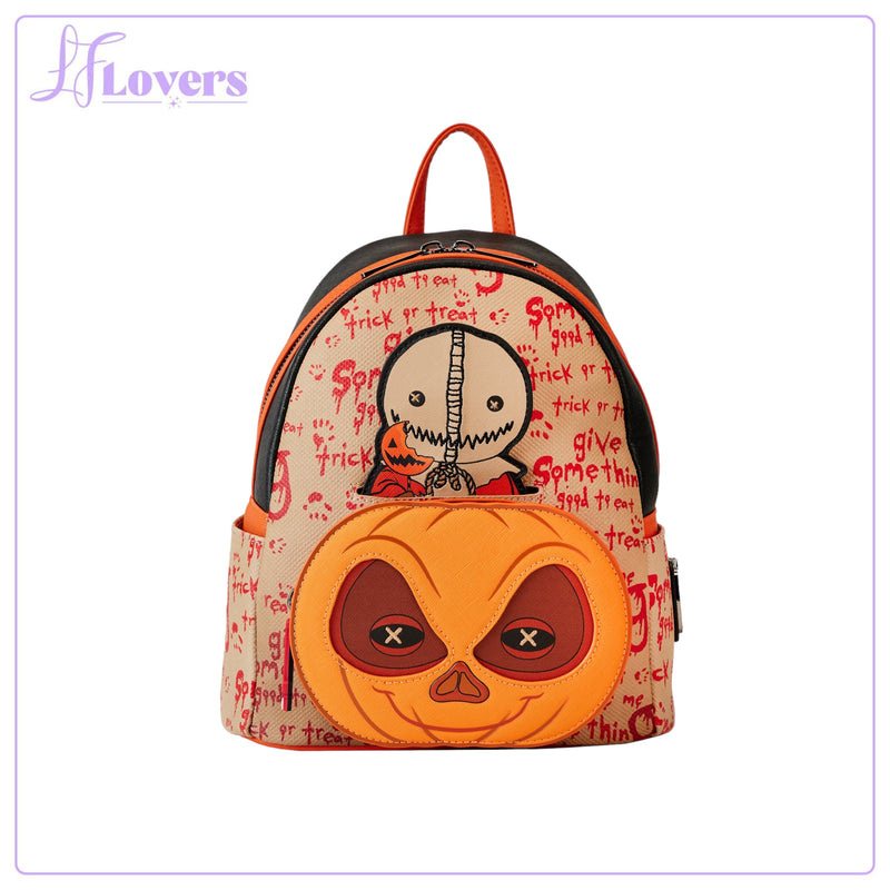 Load image into Gallery viewer, Loungefly Legendary Pictures Trick R Treat Pumpkin Sam Cosplay Mini Backpack
