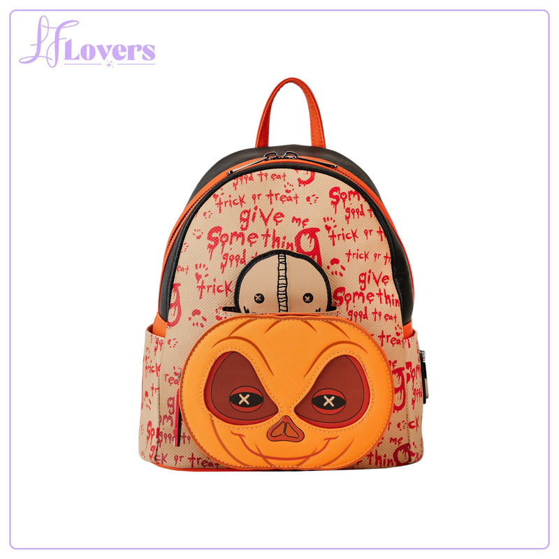 Load image into Gallery viewer, Loungefly Legendary Pictures Trick R Treat Pumpkin Sam Cosplay Mini Backpack
