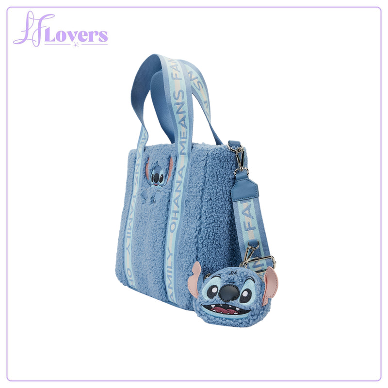 Load image into Gallery viewer, Loungefly Disney Stitch Plush Tote Bag with Coin Bag
