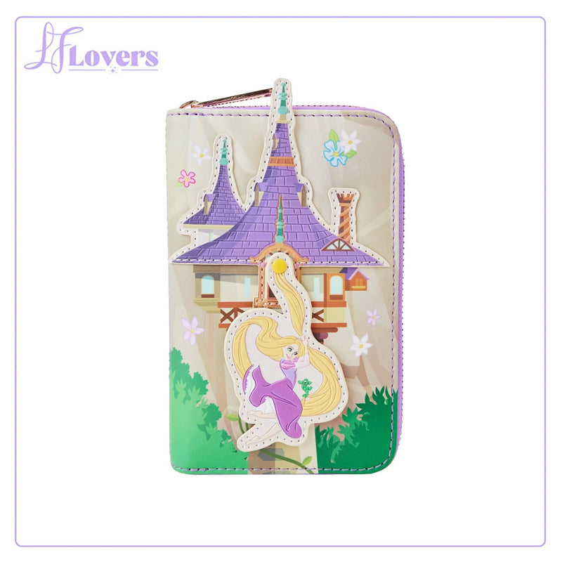 Load image into Gallery viewer, Loungefly Disney Tangled Rapunzel Swinging From Tower Zip Around Wallet
