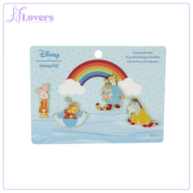 Loungefly Disney Winnie the Pooh and Friends Rainy Day 4 PC Pin Set