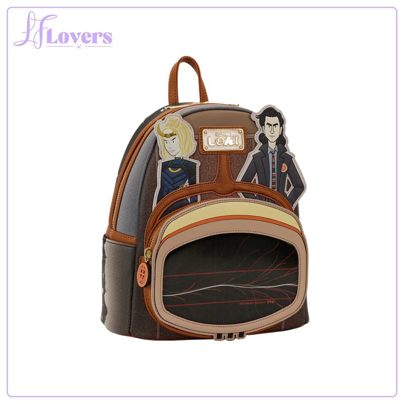 Load image into Gallery viewer, Loungefly Marvel Loki TVA Lenticular Multiverse Mini Backpack
