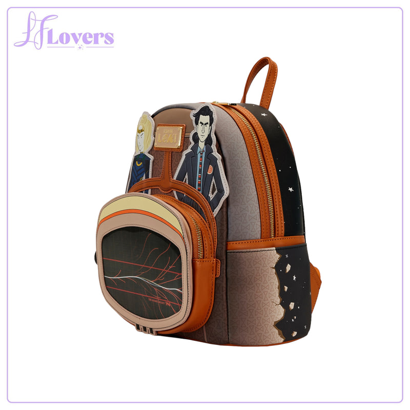 Load image into Gallery viewer, Loungefly Marvel Loki TVA Lenticular Multiverse Mini Backpack
