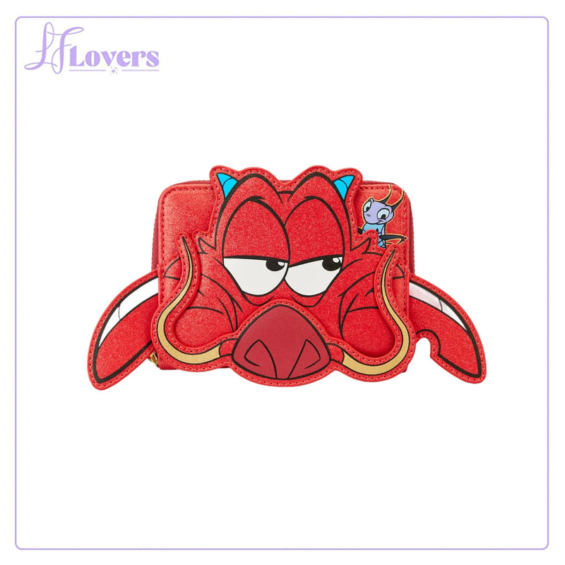 Load image into Gallery viewer, Loungefly Disney Mulan 25th Anniversary Mushu Glitter Zip Around Wallet
