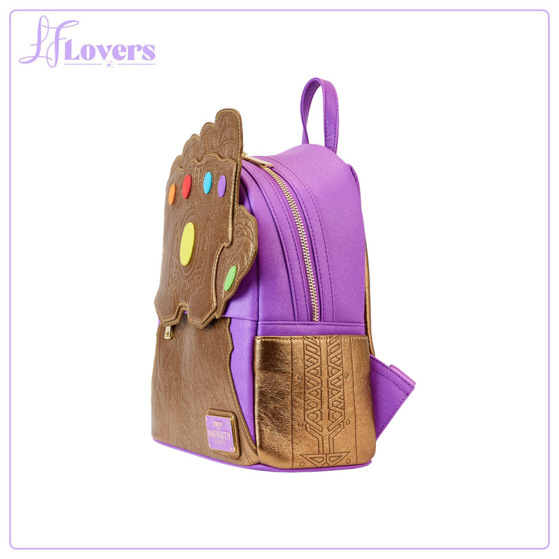 Load image into Gallery viewer, Loungefly Marvel Shine Thanos Gauntlet Mini Backpack

