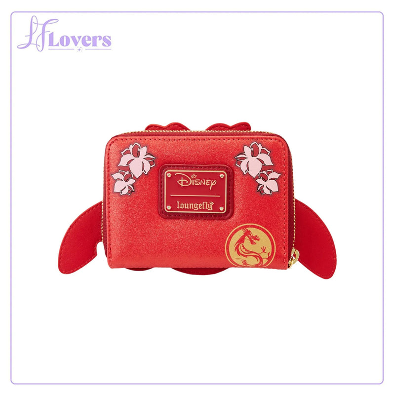 Load image into Gallery viewer, Loungefly Disney Mulan 25th Anniversary Mushu Glitter Zip Around Wallet
