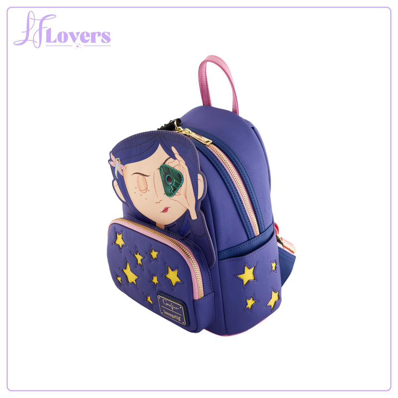 Load image into Gallery viewer, Loungefly Laika Coraline Stars Cosplay Mini Backpack
