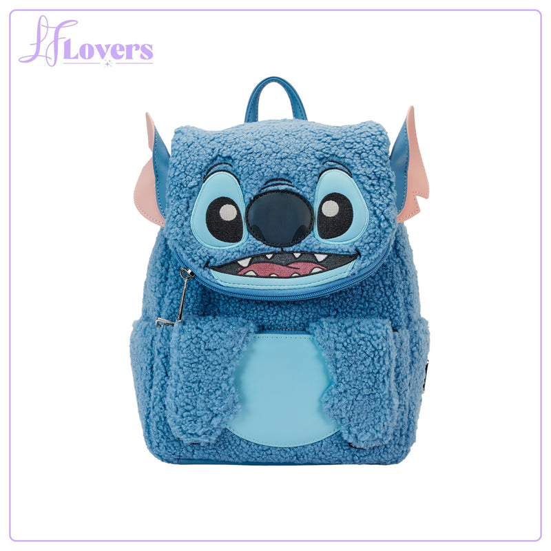 Load image into Gallery viewer, Loungefly Disney Stitch Plush Pocket Mini Backpack
