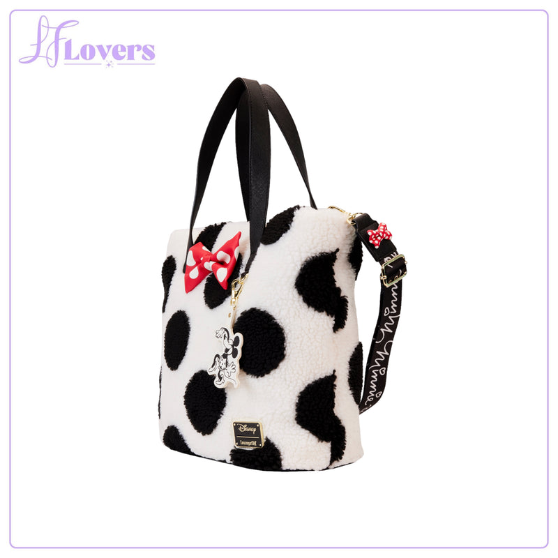 Load image into Gallery viewer, Loungefly Disney Minnie Rocks The Dots Sherpa Tote Bag - LF Lovers
