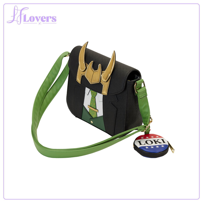 Load image into Gallery viewer, Loungefly Marvel Loki for President Cosplay Crossbody
