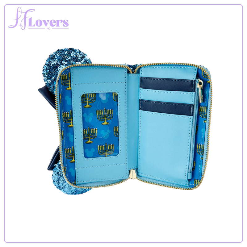 Load image into Gallery viewer, Loungefly Disney Mickey Hanukkah Menorah Zip Around Wallet
