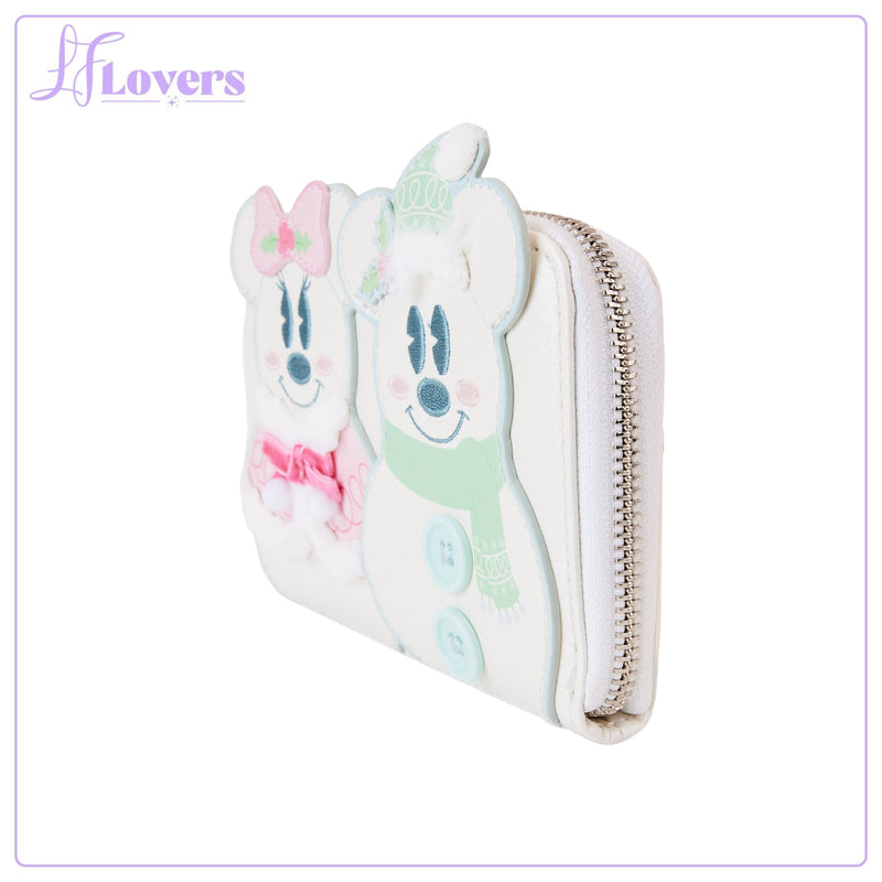 Load image into Gallery viewer, Loungefly Disney Minnie Pastel Figural Snowman Zip Around Wallet
