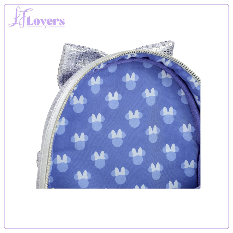 Load image into Gallery viewer, Loungefly Disney Minnie Mouse Silver Ear Mini Backpack - EMEA Exclusive
