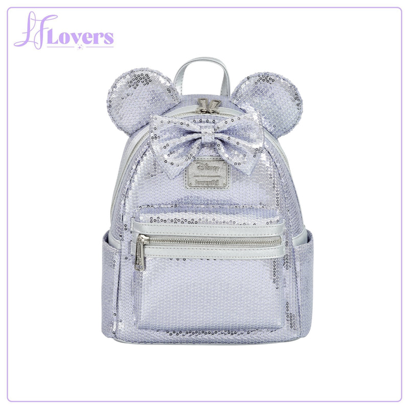 Load image into Gallery viewer, Loungefly Disney Minnie Mouse Silver Ear Mini Backpack - EMEA Exclusive
