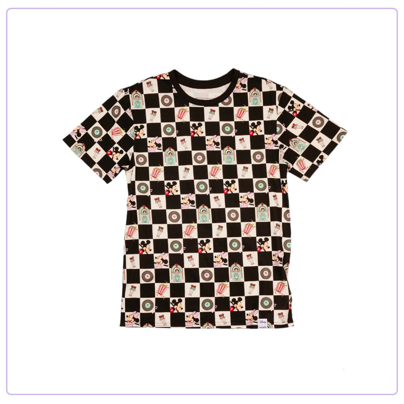 Load image into Gallery viewer, Loungefly Disney Mickey And Minnie Date Night Diner Checkered Unisex Tee - LF Lovers
