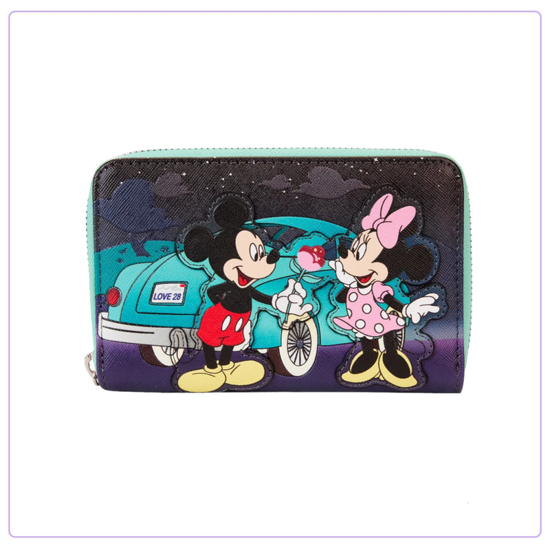 Load image into Gallery viewer, Loungefly Disney Mickey and Minnie Date Night Drive-in Zip Around Wallet - LF Lovers
