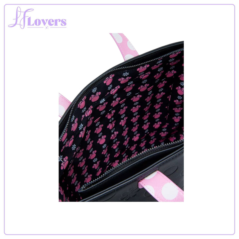 Load image into Gallery viewer, Loungefly Disney Minnie Floral Rocks The Dots Tote Bag With Coin Bag
