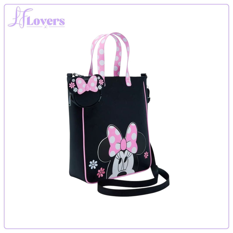 Load image into Gallery viewer, Loungefly Disney Minnie Floral Rocks The Dots Tote Bag With Coin Bag
