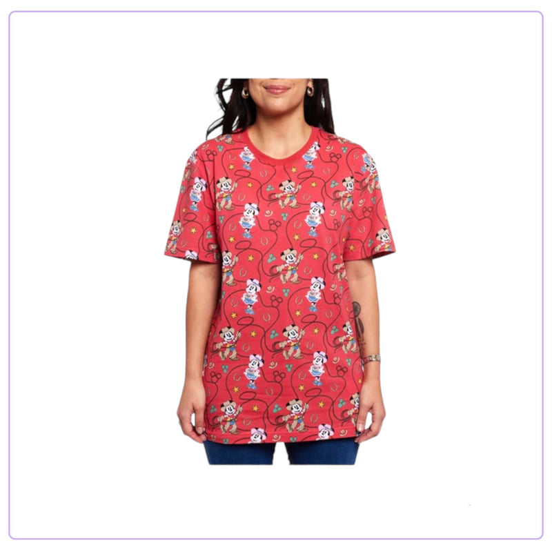 Load image into Gallery viewer, Loungefly Disney Western Mickey And Minnie Laso Unisex Tee Shirt - LF Lovers
